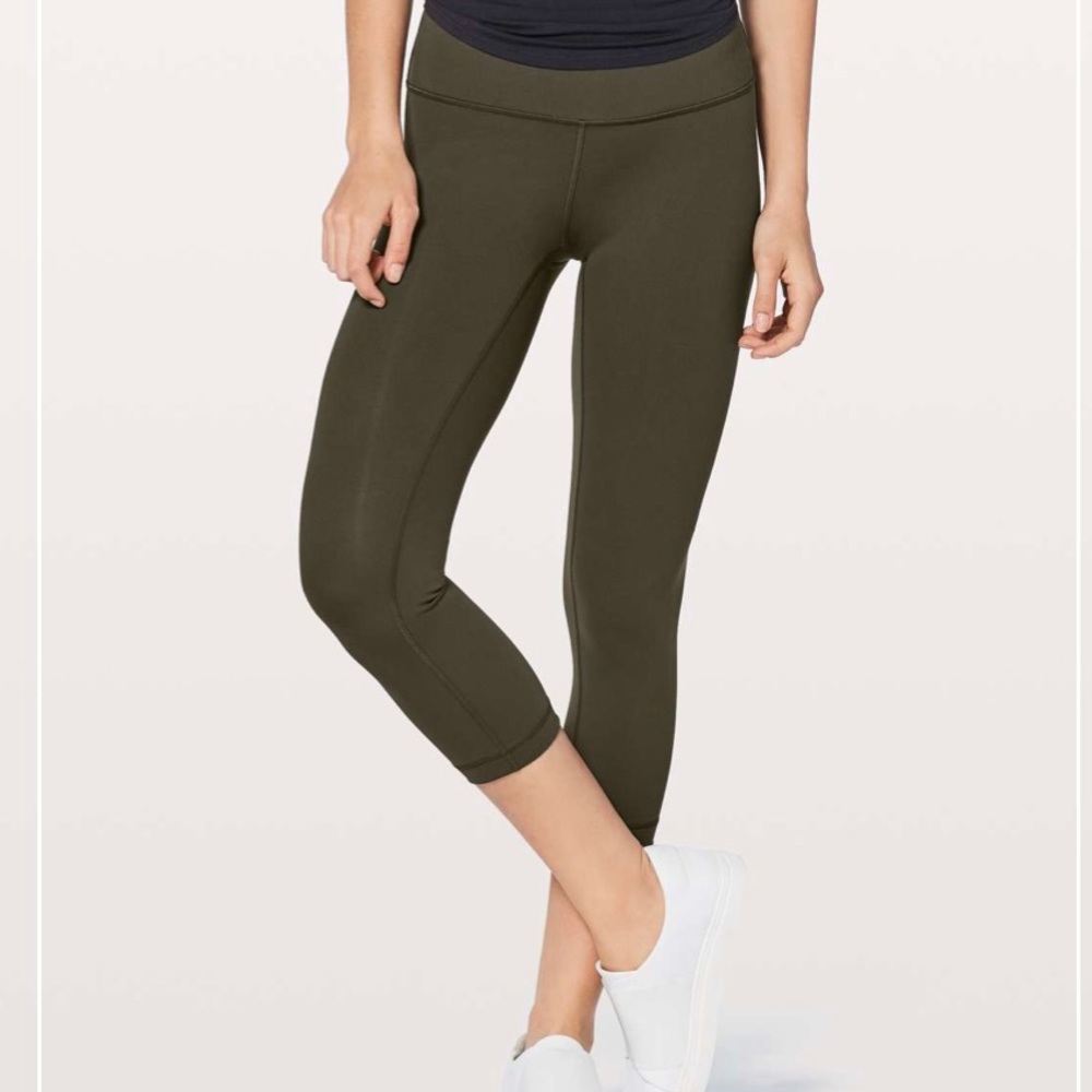 ⚡️LAST CHANCE⚡️ Lululemon Wunder Under Crop Full-On Luxtreme 21" dark olive